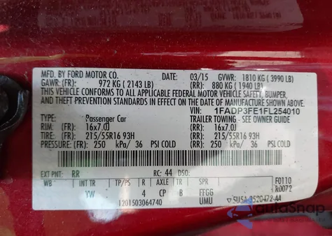 2015 Ford Focus Se из США, поврежденный, VIN 1FADP3FE1FL254010